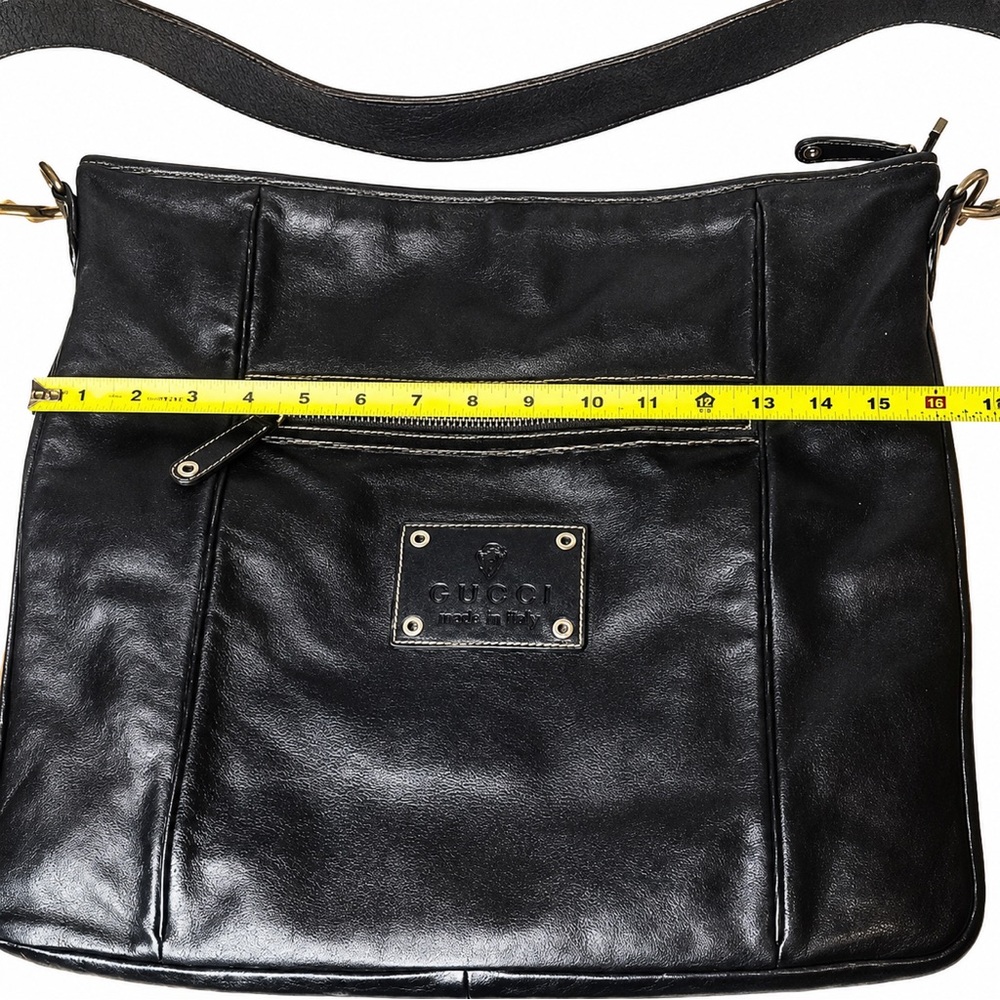 GUCCI Hysteria Black Leather Oversized Gucci Supreme Messenger Bag - Picture 16 of 17